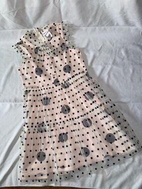 American Girl Pink Dress with Black Polka Dot Tulle